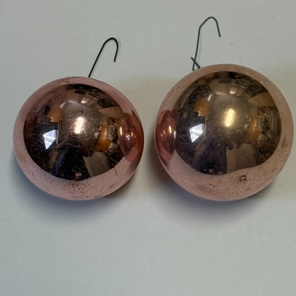 2 VTG Christmas Ornaments Mercury Glass Poland Pink Rose Gold 2 sizes 2.5" /3" - Picture 6 of 13